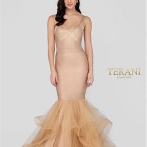 Terani Couture Nude Mermaid Gown